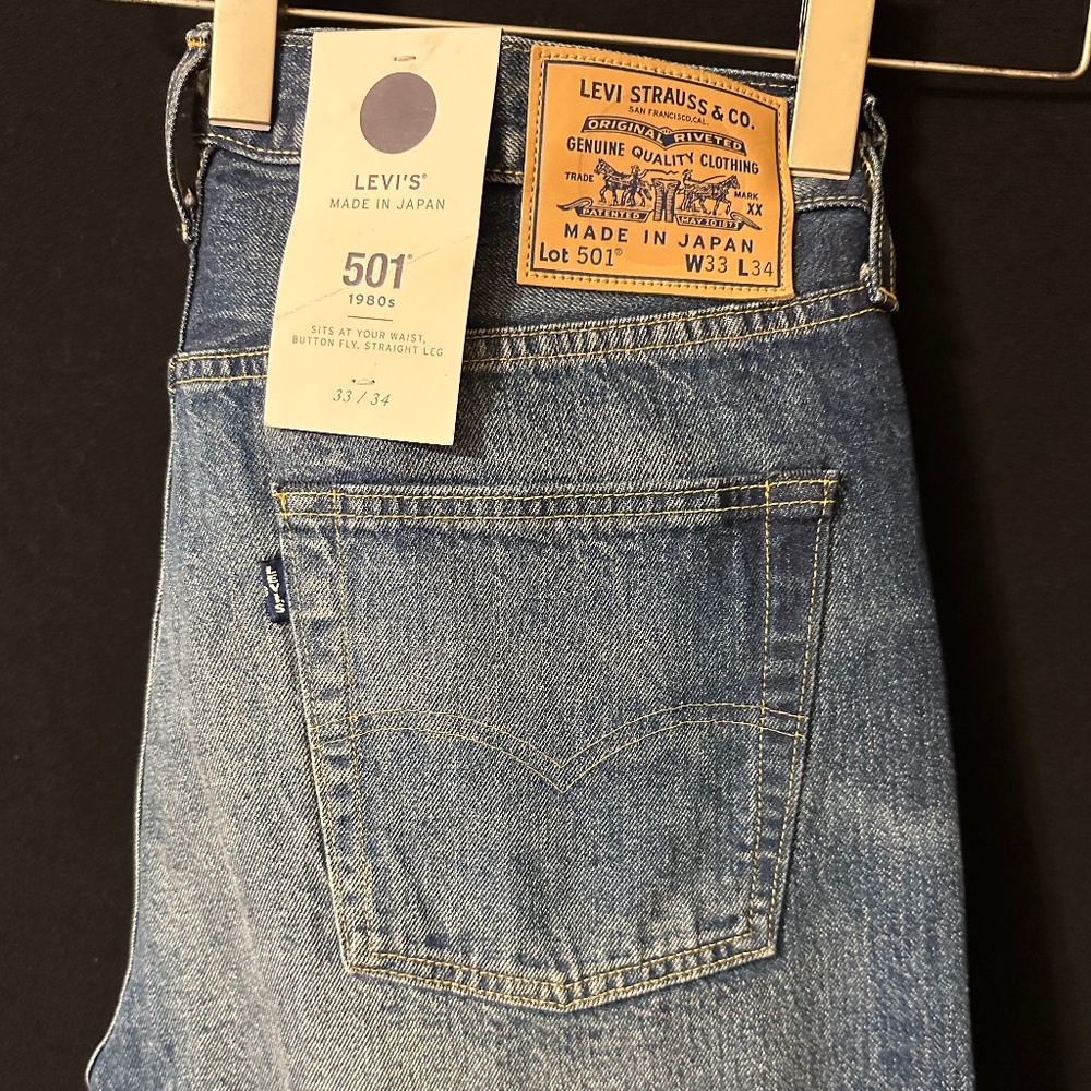 Levi’s Men’s 501 1980’s Made In Japan Selvedge Denim 33X34 NWT
